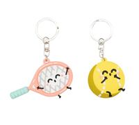 Mr. Wonderful - Set of 2 keychains - Tennis racket and ball - Personalized keyrings - Keyrings for gifts - Personalized gifts, multicoloured, Estandar