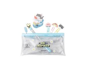 Mr. Wonderful - Set of pencil case + pen + clips + glitter stickers - Be inspired