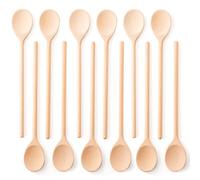 Mr.Woodware 25 cm Wooden Spoons for Cooking - Set of 12 Long Handle Wooden Spoon for Mixing, Stirring, Tasting - Kitchen Wooden Utensils For Cooking and Crafts, Personalized Engraved Wood Burning