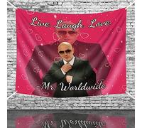 Mr Worldwide Says to Live Laugh Love, Anti-Fading Funny Tapestry for Bedroom Decorations, Meme Poster Wall Art 3D Boutique Art for Wall Decor, Aesthetic Bedroom