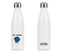 Mr. Worry Stainless Steel Water Bottle - 500ml | 26cm x 7cm Reusable Drink Bottle | Official Mr Men Gift | Proudly Printed in The UK | Eco-Friendly & Durable Design
