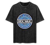 Mr.Zogs Sex Wax Summer Casual Tee Short Sleeve Crew Neck Cotton Tops Unisex Washed Vintage T-Shirt Black L