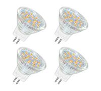 MR11 GU4 2W LED Warm White 3000K, 250LM, 35mm Small Size, AC DC 12V-24V, 120° Angle with Glass Cover, MR11 10W-20W Halogen Replacement, Energy Saving GU4 12V Spotlight Bulb, 4pcs