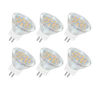 MR11 GU4 2W LED Warm White 3000K, 250LM, 35mm Small Size, AC DC 12V-24V, 120° Angle with Glass Cover, MR11 10W-20W Halogen Equivalent, Energy Saving GU4 12V Spotlight Cabinet Bulb, 6pcs