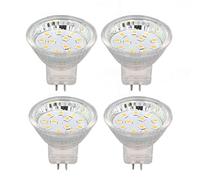 MR11 LED Light Bulb, wide voltage warm white landscape lighting for garden pathways outdoor PC 35mm 2W AC10 to 30V 12LED 300LM 120 degree double pin base 4 pack