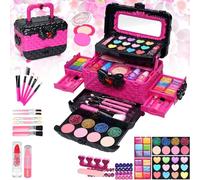 Mrabbitoo Kids Makeup Kit for Girls - 57pc Rose Pink Pretend Play Kit, Age 3-12, Female, Princess Theme, Children's Department, Girls, Role Play, Imagination Development