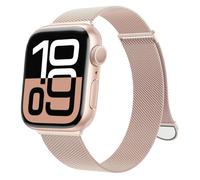MRAIN-H Rose Gold Milanese Loop Compatible with Apple Watch Straps 38mm 40mm 41mm 42mm 44mm 45mm 46mm 49mm, Magnetic Metal iWatch Strap for Women Men, Series 11 10 9 8 7 SE Ultra