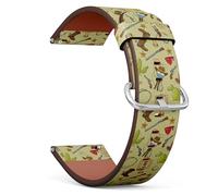 MRAKPLGE 18mm Watch Band with Quick-Release, Cowboy Wild West Objects Pattern, Replacement Vegan Leather Strap, Bracelet for Smartwatches, Wristband for Men and Women
