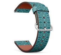 MRAKPLGE 18mm Watch Band with Quick-Release, Diamond Turquoise Teal Pattern, Replacement Vegan Leather Strap, Bracelet for Smartwatches, Wristband for Men and Women