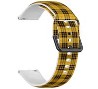 MRAKPLGE 20mm Sports Watch Band, Yellow Black Tartan Plaid Scottish Pattern, Replacement Soft and Flexible Wristband Bracelet for 20mm Smartwatch