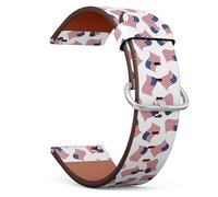 MRAKPLGE 20mm Watch Band with Quick-Release, American Flag On Pattern, Replacement Vegan Leather Strap, Bracelet for Smartwatches, Wristband for Men and Women