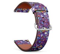 MRAKPLGE 22mm Watch Band with Quick-Release, Alice Wonderland Fairytale Story Pattern, Replacement Vegan Leather Strap, Bracelet for Smartwatches, Wristband for Men and Women