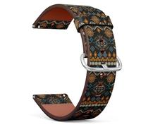 MRAKPLGE 22mm Watch Band with Quick-Release, Ethno Ethnic Boho Pattern, Replacement Vegan Leather Strap, Bracelet for Smartwatches, Wristband for Men and Women