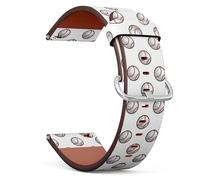MRAKPLGE Watch Band, Baseball Pattern, Compatible with Garmin Vivoactive 5, Vivoactive 3/3 Music, Approach S12 / S40 / S42, 20mm Replacement Vegan Leather Strap Bracelet
