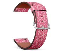 MRAKPLGE Watch Band, Breast Cancer Ribbons Pattern, Compatible with Amazfit GTS 4 / GTS 4 Mini/GTS 3 / GTS 2 / GTS 2e / GTS 2 mini/GTS, 20mm Replacement Vegan Leather Strap Bracelet