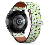 MRAKPLGE Watch Band, Clover Saint Patrick Day Pattern, Compatible with Samsung Galaxy Watch 6/6 Classic, Galaxy Watch 5/5 PRO, Galaxy Watch 4 Classic, Replacement Vegan Leather Strap Bracelet