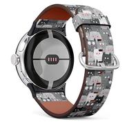 MRAKPLGE Watch Band, Cute Cats Colorful Pattern, Compatible with Google Pixel Watch 3 (41mm) / Pixel Watch 2 (2023) / Pixel Watch (2022), Replacement Vegan Leather Strap Bracelet