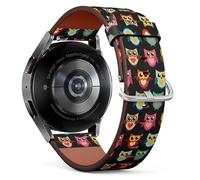 MRAKPLGE Watch Band, Cute Owl Pattern, Compatible with Samsung Galaxy Watch 6/6 Classic, Galaxy Watch 5/5 PRO, Galaxy Watch 4 Classic, Replacement Vegan Leather Strap Bracelet
