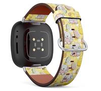 MRAKPLGE Watch Band, Easter Eggs Chicks Pattern, Compatible with Fitbit Versa 4, Versa 3, Sense 2, Sense, Replacement Vegan Leather Strap Bracelet