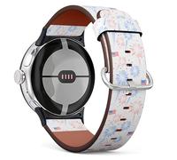 MRAKPLGE Watch Band, Fireworks Stars American National Flag Pattern, Compatible with Google Pixel Watch 3 (41mm) / Pixel Watch 2 (2023) / Pixel Watch (2022), Replacement Vegan Leather Strap