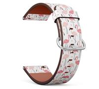 MRAKPLGE Watch Band, Flamingo Pattern, Compatible with Garmin Forerunner 255/255S Music, 265S, Rey, Venu 2S, Venu 3S, Vivoactive 4S, Vivomove 3S, 18mm, Replacement Vegan Leather Strap Bracelet