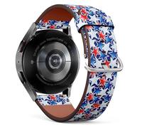 MRAKPLGE Watch Band, Red White Blue Glowing Stars Pattern, Compatible with Samsung Galaxy Watch 6/6 Classic, Galaxy Watch 5/5 PRO, Galaxy Watch 4 Classic, Replacement Vegan Leather Strap Bracelet