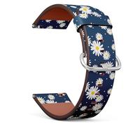 MRAKPLGE Watch Band, White Daisies Circle Pattern, Compatible with Garmin Vivoactive 5, Vivoactive 3/3 Music, Approach S12 / S40 / S42, 20mm Replacement Vegan Leather Strap Bracelet