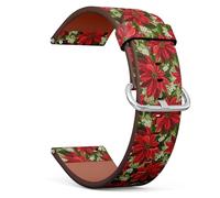 MRAKPLGE Watch Band, Wonderful Poinsettia Pattern, Compatible with Amazfit GTS 4 / GTS 4 Mini/GTS 3 / GTS 2 / GTS 2e / GTS 2 mini/GTS, 20mm Replacement Vegan Leather Strap Bracelet
