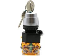 MRANADLDF LA38-11Y/2 LA38-20Y/3 22mm Knob Selector Rotary Lock Key Switch 2 3 Position 1NO1NC 2NO with Keys Latching Push Button(3 Position)
