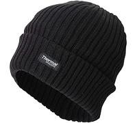 Mrao® Men's Thermal Insulated Warm Winter Knitted 40g Ribbed Cuffed Skullies & Beanie Hat (Black)