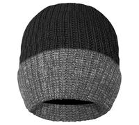 Mrao® Men's Thermal Insulated Warm Winter Knitted 40g Ribbed Cuffed Skullies & Beanie Hat (Black/Grey)