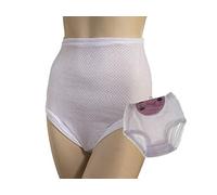 Mrao® Pack of 6 Ladies Airtex Eyelet Cuff Leg Pants Full Brief Knickers 100% Cotton (XL) White