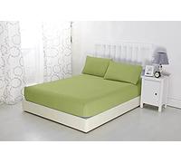 Mrao® Percale Cotton Rich 200 Thread Count Non Iron 25cm Deep Fitted Bed Sheets Single Double Super King Mattress Cover (King, Green)