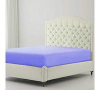 Mrao® Percale Cotton Rich 200 Thread Count Non Iron 25cm Deep Fitted Bed Sheets Single Double Super King Mattress Cover (King, Blue)