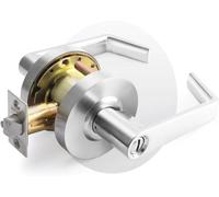 MrArm Commercial Door Lever Lock, Heavy-Duty Locking Door Handle, Designer Door Handles, Cylindrical Lever Lock, Non-Handed Grade 2 Industrial Standard Door Handle, Satin Chrome(Privacy/Bathroom)