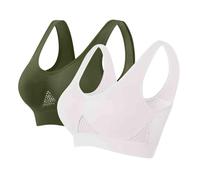 Mrat 2 Pack Sports Bras Women Seamless Comfortable Padded Bra Breathable Support Everyday Bra Yoga Gym Bralettes Workout Ladies Non Wired Full Coverage Push Up Bras Activewear Crop Top