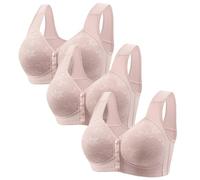 Mrat 3 Pack Lace Bras for Women Push Up Bra with Underwire Adjustable Straps Support Ultra Thin Ladies Bras Soft Breathable Underwear Full Coverage Women's Everyday Bra Plus Size Sports 6XL 5XL 4XL XL