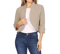 Mrat Blazers for Women Uk Cropped Y2k Blazer Jackets 3/4 Sleeve Short Blazer Ladies Casual Elegant Cardigan Work Office OL Casaul Open Front Suit Lightweight Soft Jacket Outerwear Plus Size S-5XL Sale