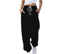 Mrat Corduroy Trousers Women Elasticated Waist Solid Color Loose Straight Leg Pants Casual Slim Fit Pants Dailywear Vintage Wide Leg Baggy Trouser with Pockets Drawstring Lightweight Relax Fit