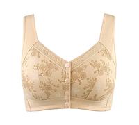 Mrat Cotton Bras for Women U Plunge Non Wired Front Fastening Vest Bra Front Button Push Up Bra Seamless Sports Bra Post Surgery Bra Ladies Comfort Sleepwear Nightwear Gift for Her, Girls Beige XL