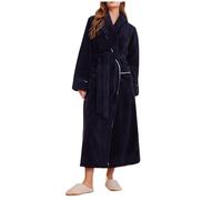 Mrat Dressing Gown for Men & Women Flannel Soft Robe Warm Fluffy Bathrobes Solid Color Shawl Collar Long Robe Fleece Lined Nightgown Bathrobe Pyjamas Luxury Housecoat Loungewear Homewear
