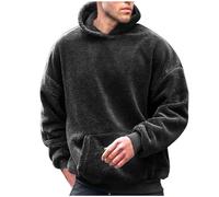 Mrat Fleece Hoodies for Men UK Winter Warm Sherpa Sweatshirts Fluffy Hooded Pullover Double Fleece Lightweight Soft Top Thermal Casual Loose Jumper Thick Plain Solid Hoodie Kangaroo Pockets Sale S-5XL
