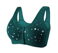 Mrat Front Button Wireless Bra for Women Uk Front Fastening Lace Floral Print Bras Support Push Up Bralette Ladies Snap Closing Breathable Full Coverage Comfort Everyday Bras Underwear for The Elderly