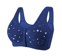 Mrat Front Button Wireless Bra for Women Uk Front Fastening Lace Floral Print Bras Support Push Up Bralette Ladies Snap Closing Breathable Full Coverage Comfort Everyday Bras Underwear for The Elderly