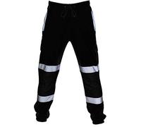 Mrat Hi Vis Trousers Reflective Tape Work Trouser Elasticated Waist Combat Safety Workwear Pants Lightweight High Visibility Joggers Work Utility & Safety Bottoms Going Out Outdoor