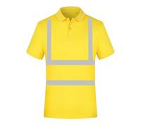 Mrat Hi Viz VIS High Visibility Polo Shirt Men Yellow Orange Navy Safety Security Work Button Breathable Lightweight Workwear Top Reflective Tape Sweatshirt Crew Neck Short Sleeves T Shirts s