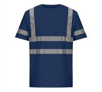 Mrat Hi Viz VIS High Visibility Shirts Men Short Sleeve T Shirt Reflective Tape Safety Security Work Utility Tops Breathable Lightweight Tee Shirts Quick Dry Training Athletic Top with Pocket