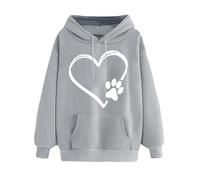 Mrat Hoodies For Women Uk Dog Paw Print Sweatshirt Long Sleeve Drawstring Pullover Oversized Lightweight Comfy Top Ladies Cute Elegant Jacket Casual Loose Fit Sweatshirts Y2K Loungewear Outerwear