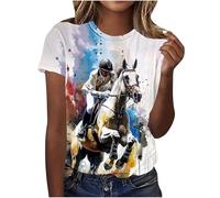 Mrat Horse Racing Betting Funny Gift T-Shirt Horse Lover Tee Funny Horse Riding Horse Graphic Tee Animal Western Country Summer Short Sleeve Tops Going Out Workout Fitness Casual Loose Fit Pullover