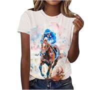 Mrat Horse Racing Betting Funny Gift T-Shirt Horse Lover Tee Funny Horse Riding Horse Graphic Tee Animal Western Country Summer Short Sleeve Tops Going Out Workout Fitness Casual Loose Fit Pullover